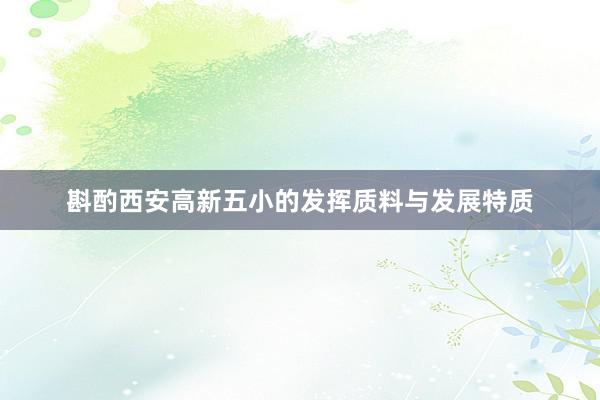 斟酌西安高新五小的发挥质料与发展特质